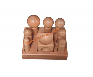 Wooden Dapping Punch Set of 7 With Block