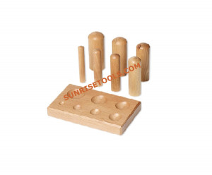 Wooden Dapping Punch Set of 7 With Block