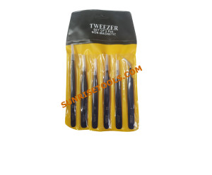 Tweezer Set of 6 Black Coated