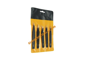 Tweezer Epoxy Coated Set of 5